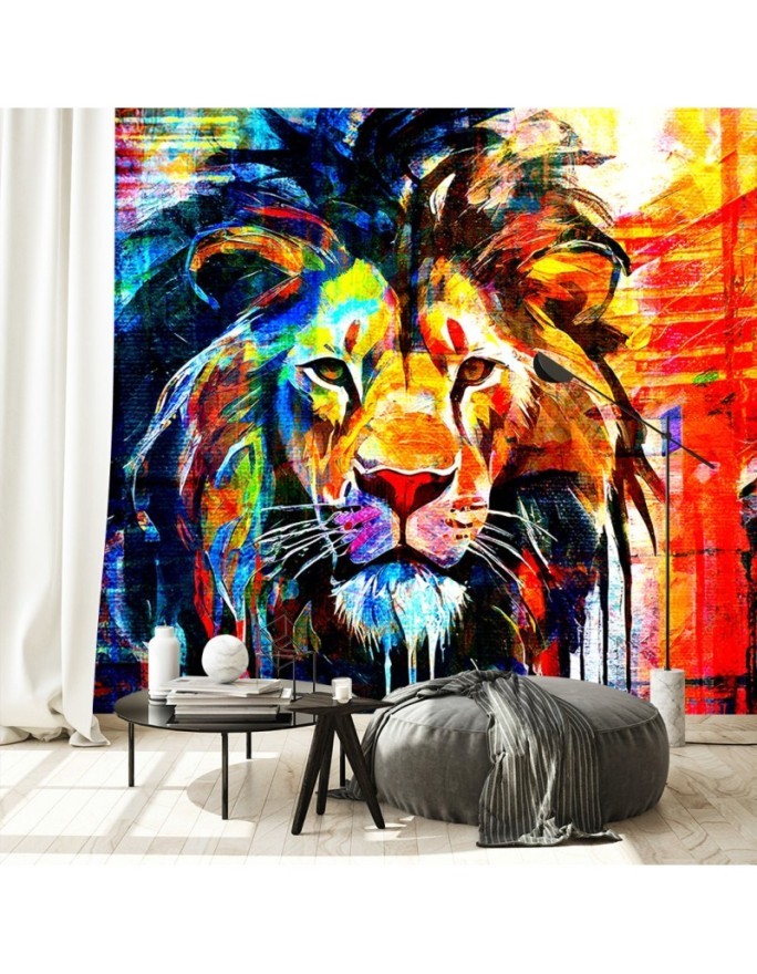 Unique wall mural - Colorful Lion Abstract | FEEBY