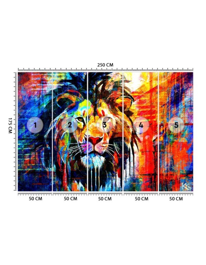 Unique wall mural - Colorful Lion Abstract | FEEBY