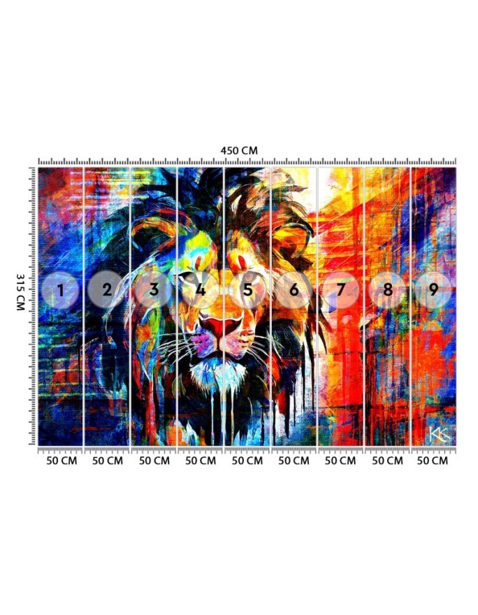 Unique wall mural - Colorful Lion Abstract | FEEBY