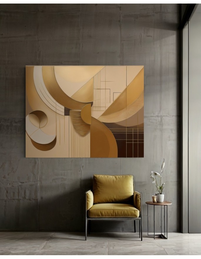 Nowoczesny obraz canvas - Abstrakcja Geometryczna Beżowy | Feeby.pl